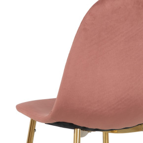 Lot de 4 chaises en velours vieux rose damier métal doré, Rainbow