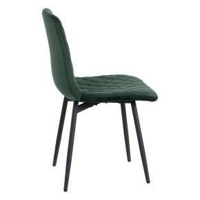 Chaise en velours vert bronze damier métal noir, Cosy