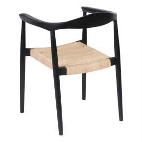 Chaise en teck noir et rotin, Colla