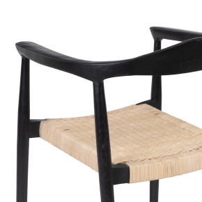 Chaise en teck noir et rotin, Colla