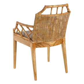 Chaise en bois d'acajou naturel ronti et cuir, Lovia