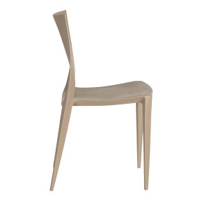 4 chaises design en résine taupe empilable, Eco