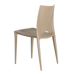 4 chaises design en résine taupe empilable, Eco