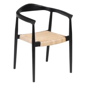 Chaise en teck noir et rotin, Colla