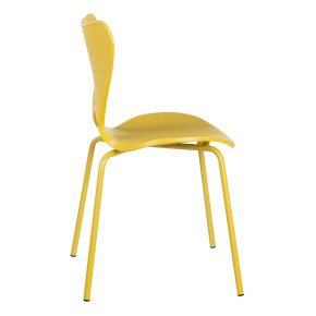 4 chaises en résine jaune design empilable