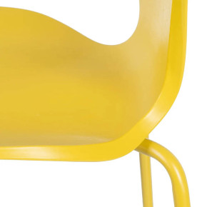 4 chaises en résine jaune design empilable