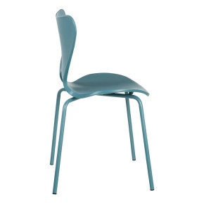 4 chaises en résine bleu canard design empilable