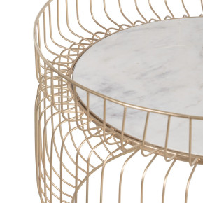 Table basse ronde en marbre blanc, métal doré diamètre 72cm, Syby