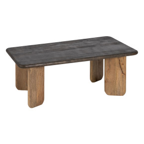 Table basse rectangulaire en bois de manguier noir et naturel, Hiba