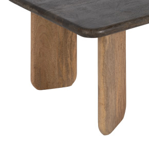 Table basse rectangulaire en bois de manguier noir et naturel, Hiba