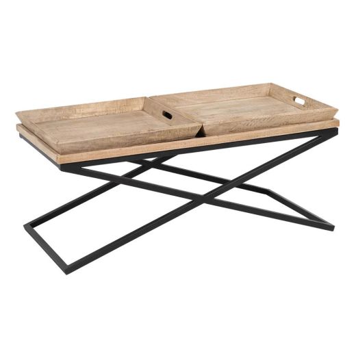 Table basse en bois de manguier avec 2 plateaux, Tamu