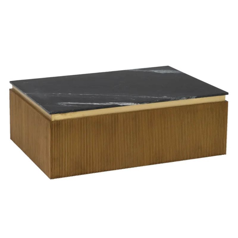 Table basse bois de manguier et marbre noir, Yti