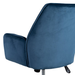 Chaise de bureau pivotante en velours bleu à roulettes, Aria