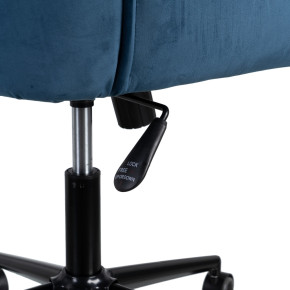 Chaise de bureau pivotante en velours bleu à roulettes, Aria