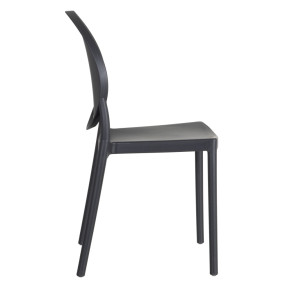 Lot de 4 chaises en résine anthracite design empilable, Victoria