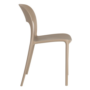 Lot de 4 chaises en résine taupe design empilable, Rain