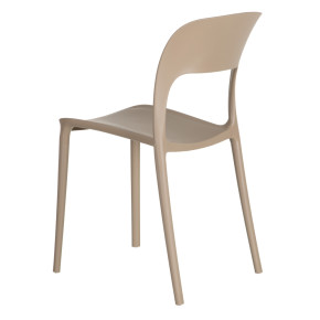 Lot de 4 chaises en résine taupe design empilable, Rain