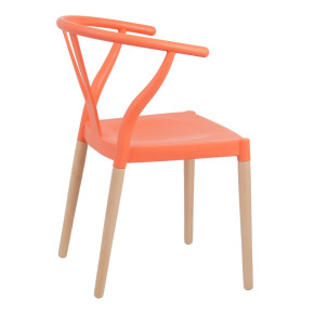 Lot de 2 chaises en résine orange et bois d'hêtre avec accoudoir, Megane