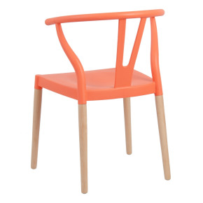 Lot de 2 chaises en résine orange et bois d'hêtre avec accoudoir, Megane