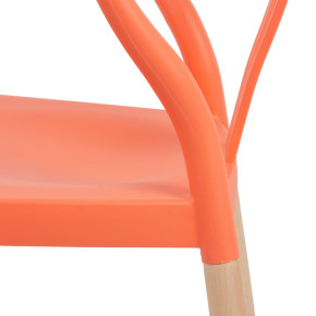 Lot de 2 chaises en résine orange et bois d'hêtre avec accoudoir, Megane