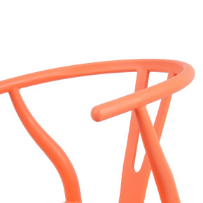 Lot de 2 chaises en résine orange et bois d'hêtre avec accoudoir, Megane