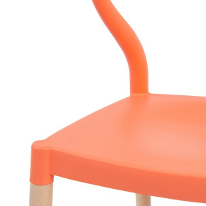 Lot de 2 chaises en résine orange et bois d'hêtre avec accoudoir, Megane