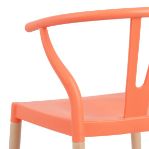 Lot de 2 chaises en résine orange et bois d'hêtre avec accoudoir, Megane