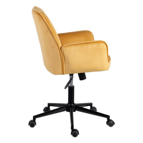 Chaise de bureau pivotante en velours jaune à roulettes, Aria