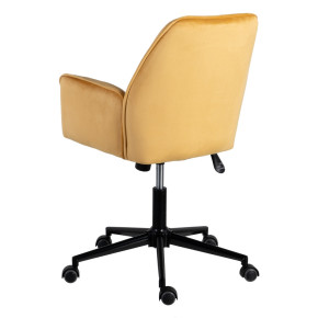 Chaise de bureau pivotante en velours jaune à roulettes, Aria