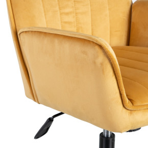 Chaise de bureau pivotante en velours jaune à roulettes, Aria