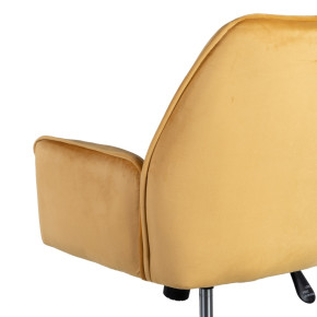 Chaise de bureau pivotante en velours jaune à roulettes, Aria