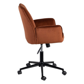 Chaise de bureau pivotante en velours terracotta à roulettes, Aria