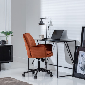 Chaise de bureau pivotante en velours terracotta à roulettes, Aria