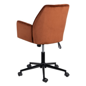 Chaise de bureau pivotante en velours terracotta à roulettes, Aria