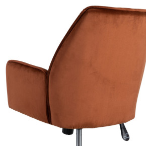 Chaise de bureau pivotante en velours terracotta à roulettes, Aria