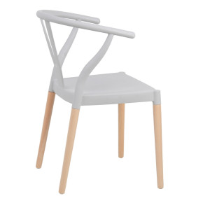 Lot de 2 chaises en résine grise et bois d'hêtre avec accoudoir, Megane