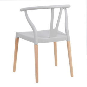 Lot de 2 chaises en résine grise et bois d'hêtre avec accoudoir, Megane