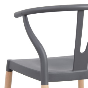 Lot de 2 chaises en résine anthracite et bois d'hêtre avec accoudoir, Megane