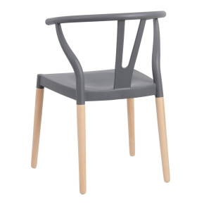 Lot de 2 chaises en résine anthracite et bois d'hêtre avec accoudoir, Megane