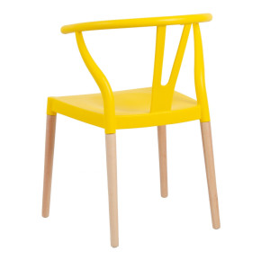 Lot de 2 chaises en résine jaune et bois d'hêtre avec accoudoir, Megane