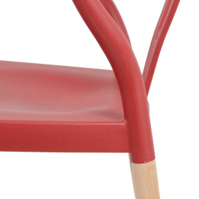 Lot de 2 chaises en résine rouge et bois d'hêtre avec accoudoir, Megane