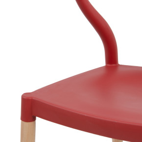 Lot de 2 chaises en résine rouge et bois d'hêtre avec accoudoir, Megane