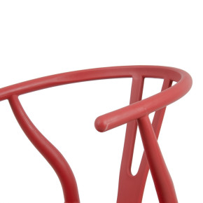 Lot de 2 chaises en résine rouge et bois d'hêtre avec accoudoir, Megane