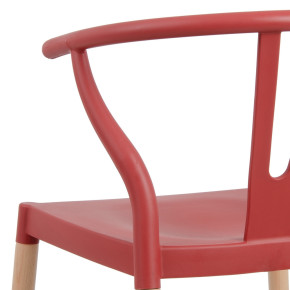 Lot de 2 chaises en résine rouge et bois d'hêtre avec accoudoir, Megane