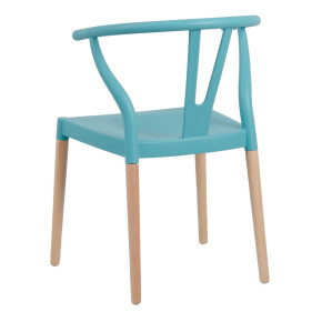 Lot de 2 chaises en résine turquoise et bois d'hêtre avec accoudoir, Megane