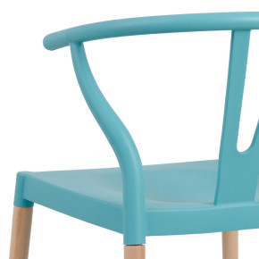 Lot de 2 chaises en résine turquoise et bois d'hêtre avec accoudoir, Megane