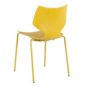 Lot de 4 chaises en résine jaune design empilable, Lorry