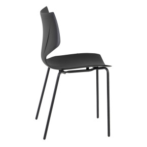 Lot de 4 chaises en résine noir design empilable, Lorry