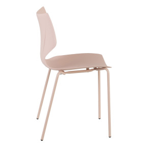 Lot de 4 chaises en résine rose pale design empilable, Lorry