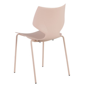 Lot de 4 chaises en résine rose pale design empilable, Lorry